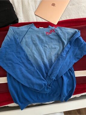 Women's Blue Ombre Crewneck Sweatshirt with Red Script Accent